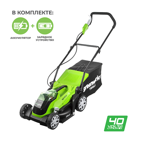 Газонокосилка аккумуляторная Greenworks G40LM35K4 40V 35 см c 1 АКБ 4 А.ч и ЗУ картинка