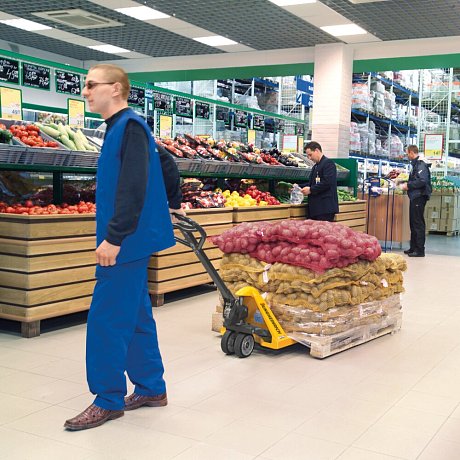 Длинновильная гидравлическая тележка (рохля) Jungheinrich AM 22 C-BV, 2200 кг, 1600х520 мм, с резиновыми колесами картинка