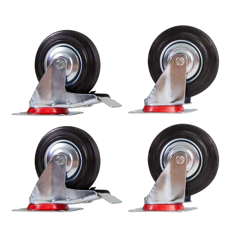 Набор резиновых поворотных колёс Moverplat 160-BR x 4 картинка